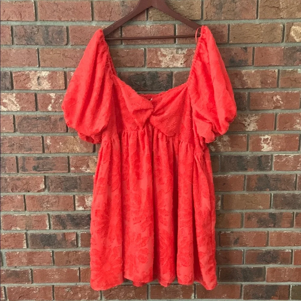 Future Collective Vibrant Orange Puff Sleeve Dress